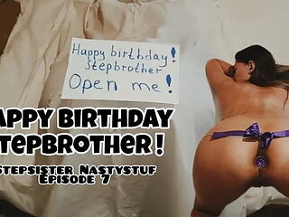 Stepsister Nastystuf Gives Brother Her Tight Ass for His Birthday and She Cum...