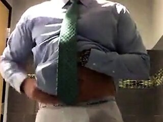 Big-Cock Daddy Strokes at Work