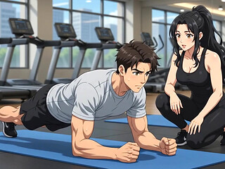 Private Trainer seduce hot boy while exercise and suck his dick