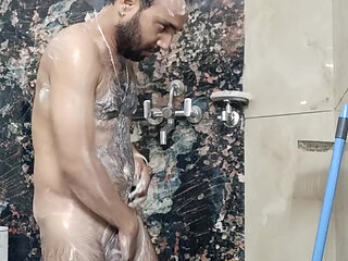 Indian Desi man take a shower