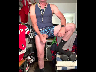 Alpha Football Coach JockDad87 Shoots a Load on Cam