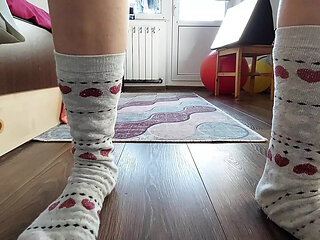 Sexy wife does yoga naked. Sexy hairy brunette, big tits, big ass.