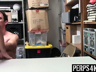 Horny Guard Fucks The Long Haired Punk In The Back Room After A Strip Search