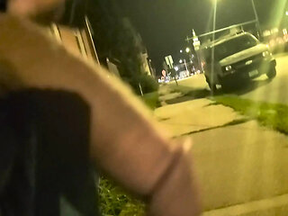 Public riding dildo, jerking and cumming at work
