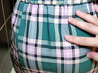 Step sis caught getting dressed in toilet, gets creampied