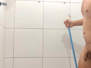 Purple Dick and Anal Water Squirt!