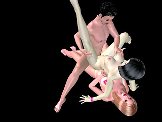Animated Shemale Porn - Beautiful Shemale &amp_ Man Double Penetrating Girl Pussy &amp_ Ass