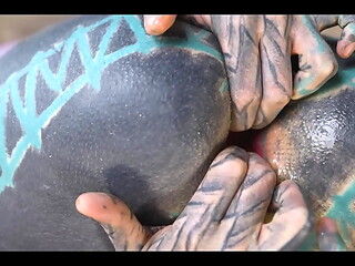 Anal loving Tattooed Hippie ANAL Fuck with Dildo and Real Big Dick