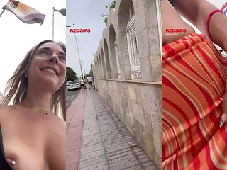 Amateur Flashing Outdoor Public Tits