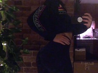 Amateur striptease and Solo masturbation