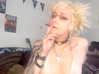 Pink Lipstick Smoking a Cigarette