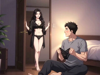 Stepmom's teach Private Lingerie Lesson to her stepson