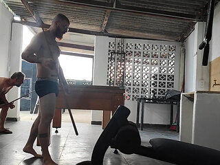 Camera Films Straight Players Playing Pool and Naked