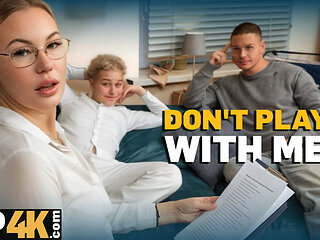 VIP4K. MILF teacher plays a game with 2 students