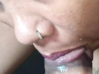 Monju's sister-in-law begs to slice his monster cock