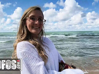 Blonde Molly Pills Loves Public Sex - Big Tits Dripping Creampie on Beach