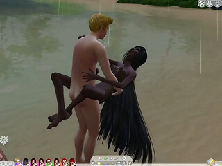 SIMS 4 very hot skinny shemale fucking in tropical paradise