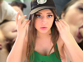 Facefucking, Deep Throat, Pussy Licking and Rough Sex with the Big Ass Barista and Her Big Boobs - Luna Doll