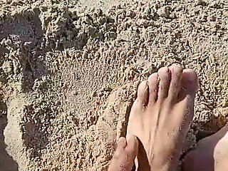 On the Nudist Beach Horny Showing off My Feet
