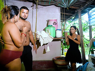 Indian 'emi' Agent Fucks a Stepmother and Stepdaughter Together Outside the House