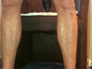 Boy gets his ass destroyed by huge dildo and has pissing orgasms