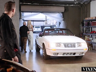 Trophy Wife Elisa Bethann Fucks the Mechanic  Big Tits Blonde MILF Gets Deep Throat and Doggystyle