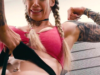 Flexing Muscle Girl Takes Wedgie After Wedgie! Mars Solo and Andi Wild