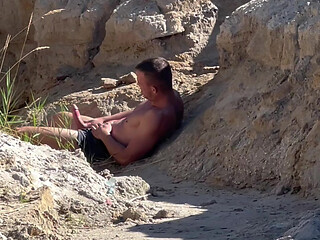 Hot guy caught jerking and i flash him