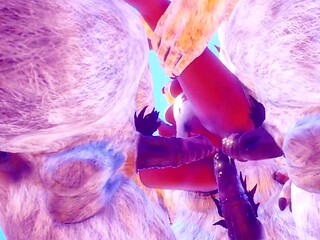 Furry Anime Mom Gets Roughed Up in Group Sex with Big Cock Lovers