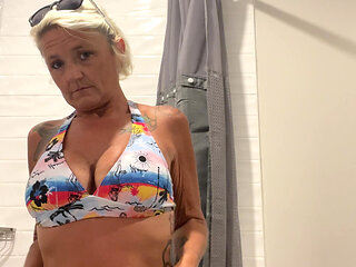 Feeling sexy at the pool.. I sneak into the restroom.