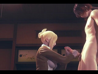 Shingeki No Kyojin Hentai - Annie Leonhart Handjob and Blowjob - Japanese Asian Manga Anime Game Porn