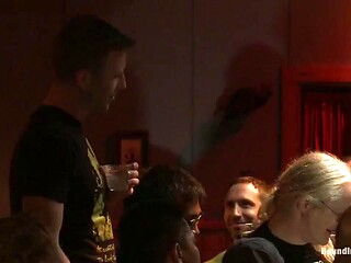 Gay Muscle Stud Doug Acre Bound by Giant Cock in Crowded Bar