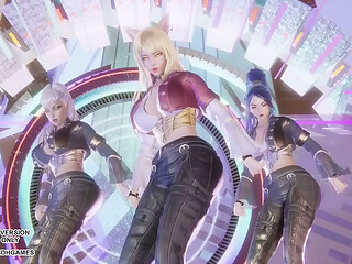 [MMD] KARD - GUNSHOT - Ahri, Kaisa &amp_ Evelynn Sexy Kpop Dance League of Legends Hentai Uncensored 4K 60FPS