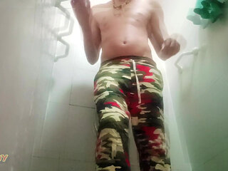 Blonde Boy in a Very Hot Shower