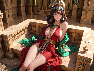 The Red & Green Goddess Lounges on Her Golden Throne, Sun-drenched Bedroom Vibes, a Bareback Glance That Melts Your Mind