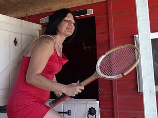 Brunette MILF Sandra V indulges in a steamy solo session with her natural assets and vibrating toy