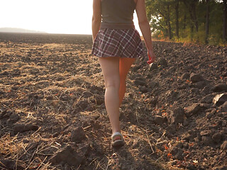 Watching College Girl Walks Outdoors - Full Back Panties