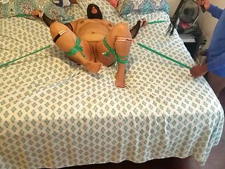 She spreads her legs and gets her pussy whipped hard