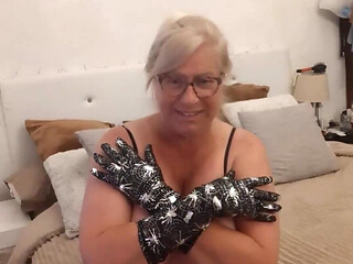 Naughty Fina Uses Gloves to Touch Herself