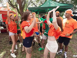 Game Day Tail: Blonde Babes and Big Cocks in Group Sex Action