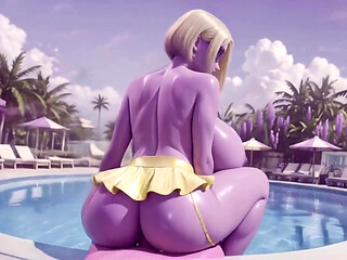 Wet Purple Fantasy Goddess Huge Tits Poolside Tease - 4K Ai