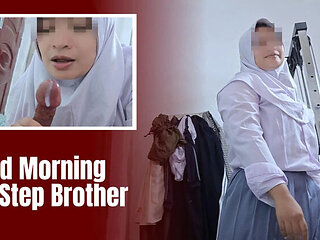 Minokiiko Morning Blowjob: Hijab Asian Stepsister Shocked by Step Brother's Hard Cock