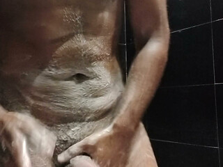 Indian hot hunk masterbating while shower