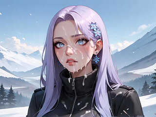 Snow Queen's Milk Spray Orgasm in Alpine Peaks