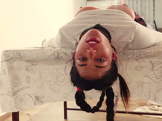 Hot Spanish PAWG gets a rough ass fucking and messy deepthroat session in bondage while not being allowed to cum