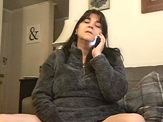 Cell Phone Call Causes MILF to Masturbate