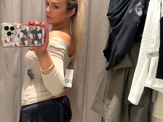 Petite Sexy British Teen See Through Clothes Try on Haul in Public Dressing Room