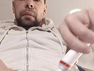 Toothbrush on my cock makes me cum