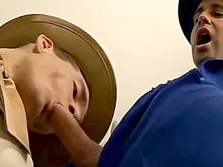 Beautiful Gentleman Is Standing On The Knees And Suc