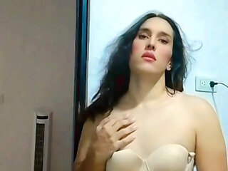 Colombian Trans Slut Rubbing Her Body